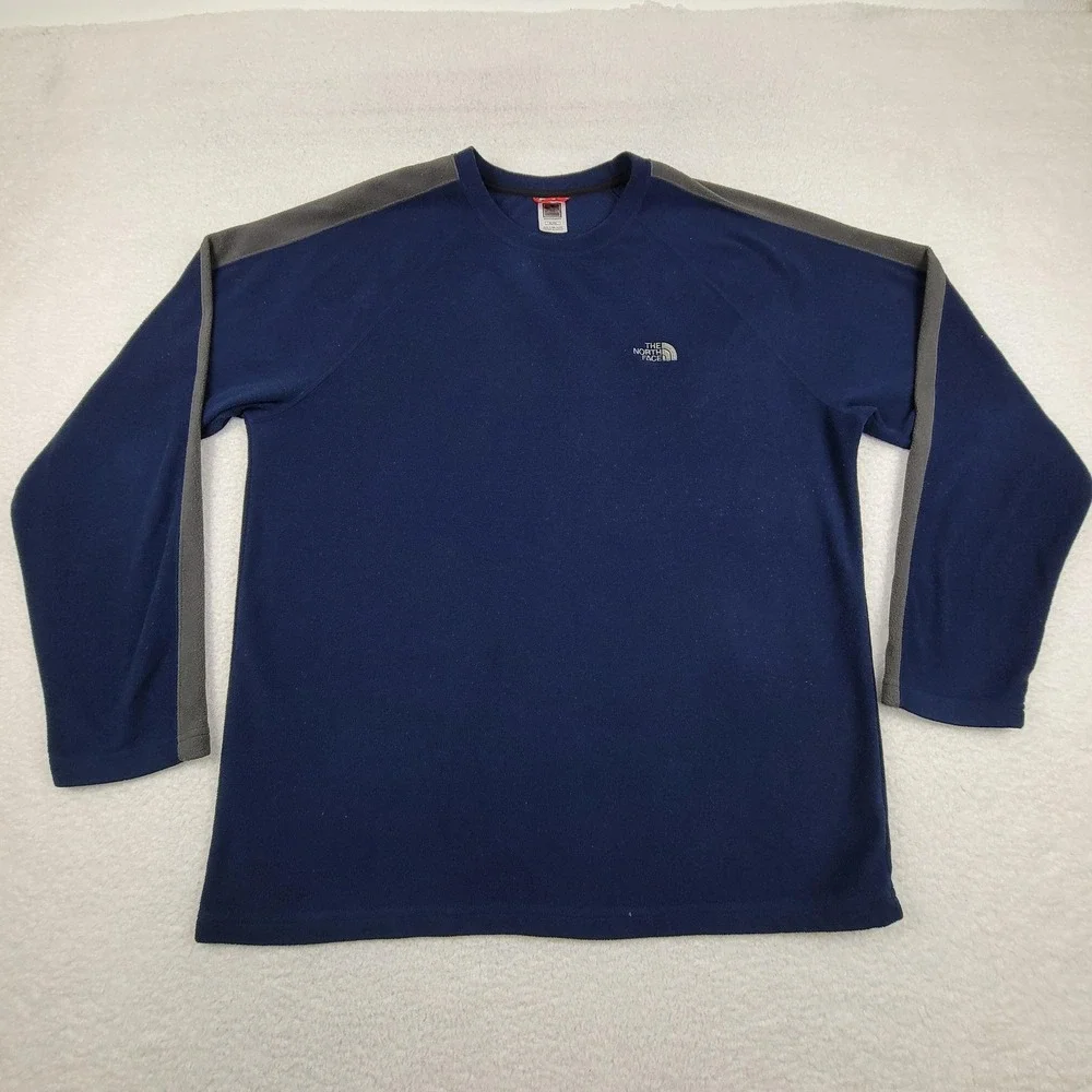 North Face Pullover Mens XL Blue Gray Fleece Crewneck Outdoor‎ Hiking Sweater
